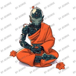 Meditation Robot Monk 3/4 Sleeve Shirt -Rugged Roots Store d.2526912854.25072764.s3.1 ffffff SmVvcmdl 800x800 1