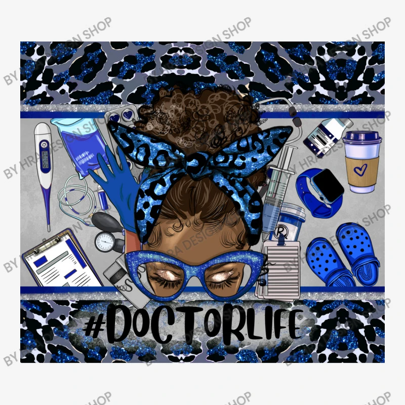 Afro Messy Bun Doctor Life Navy Blue Gray Slide Sandal 6 Afro Messy Bun Doctor Life Navy Blue Gray Slide Sandal - Image 4