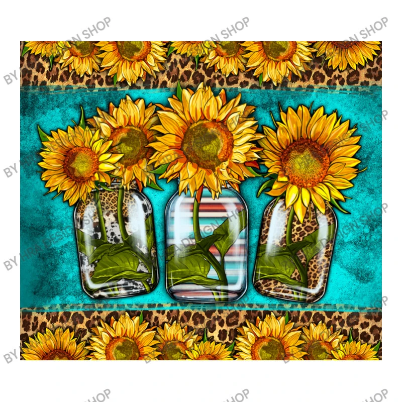 Western Serape Mason Jars Sunflowers 3/4 Sleeve Shirt 7 Western Serape Mason Jars Sunflowers 3/4 Sleeve Shirt - Image 5