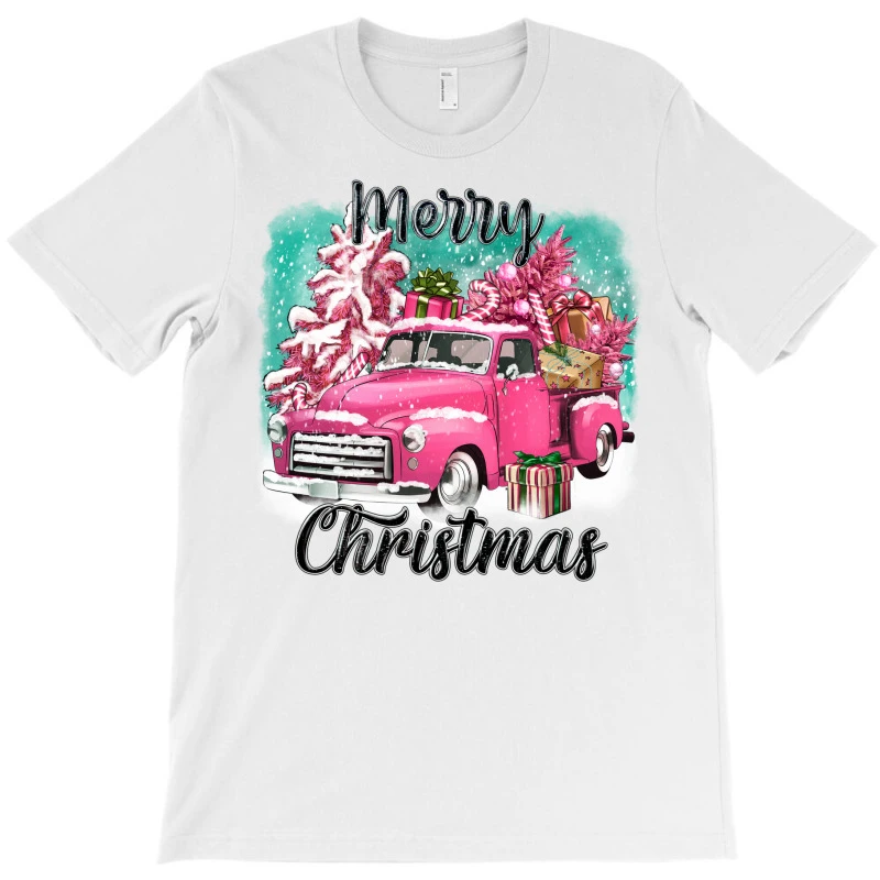 Pink Merry Christmas Truck T-Shirt 5 Pink Merry Christmas Truck T-Shirt - Image 3