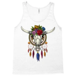 Cow Skull Hippie Dream Catcher Tank Top -Rugged Roots Store pd.2526625604.30.25073997.s3.1 front white ffffff none x0y0 180 800x800 1