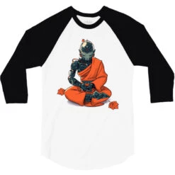 Meditation Robot Monk 3/4 Sleeve Shirt -Rugged Roots Store pd.2526912854.33.25072764.s3.1 front white and black ffffff none x0y0 150 800x800 1