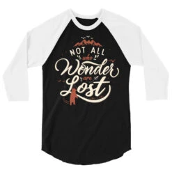 Not All Who Wander Are Lost 3/4 Sleeve Shirt -Rugged Roots Store pd.2526924564.33.25078151.s3.1 front black and white ffffff none x0y0 150 800x800 1