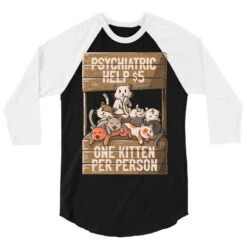 One Kitten Per Person 3/4 Sleeve Shirt -Rugged Roots Store pd.2526928376.33.25079420.s3.1 front black and white ffffff none x4.5y0 141 800x800 1