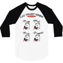 Perfect Cat Nigh Show Interview 3/4 Sleeve Shirt -Rugged Roots Store pd.2526931047.33.25081652.s3.1 front white and black ffffff none x0y0 150 800x800 1