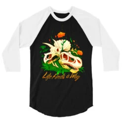 Prehistoric Skull Flower Life 3/4 Sleeve Shirt -Rugged Roots Store pd.2526936778.33.25083804.s3.1 front black and white ffffff none x0y0 150 800x800 1