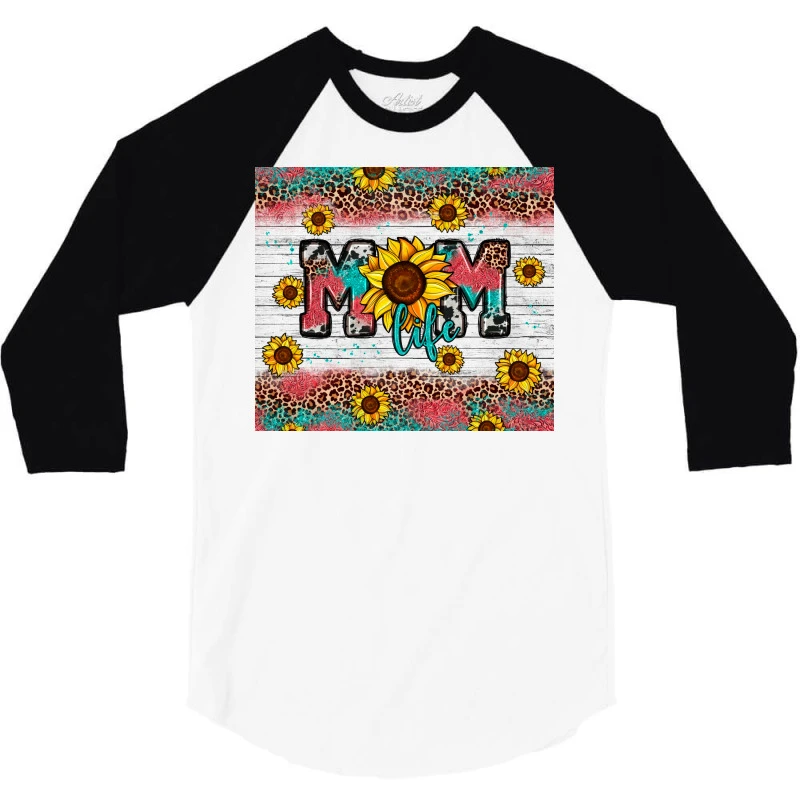 Mom Life Leopard Sunflower 3/4 Sleeve Shirt 5 Mom Life Leopard Sunflower 3/4 Sleeve Shirt - Image 3