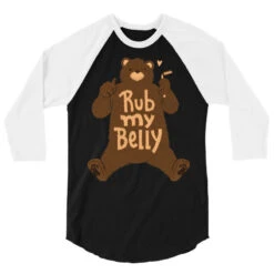 Rub My Belly 3/4 Sleeve Shirt -Rugged Roots Store pd.2526954169.33.25087731.s3.1 front black and white ffffff none x0y0 150 800x800 1