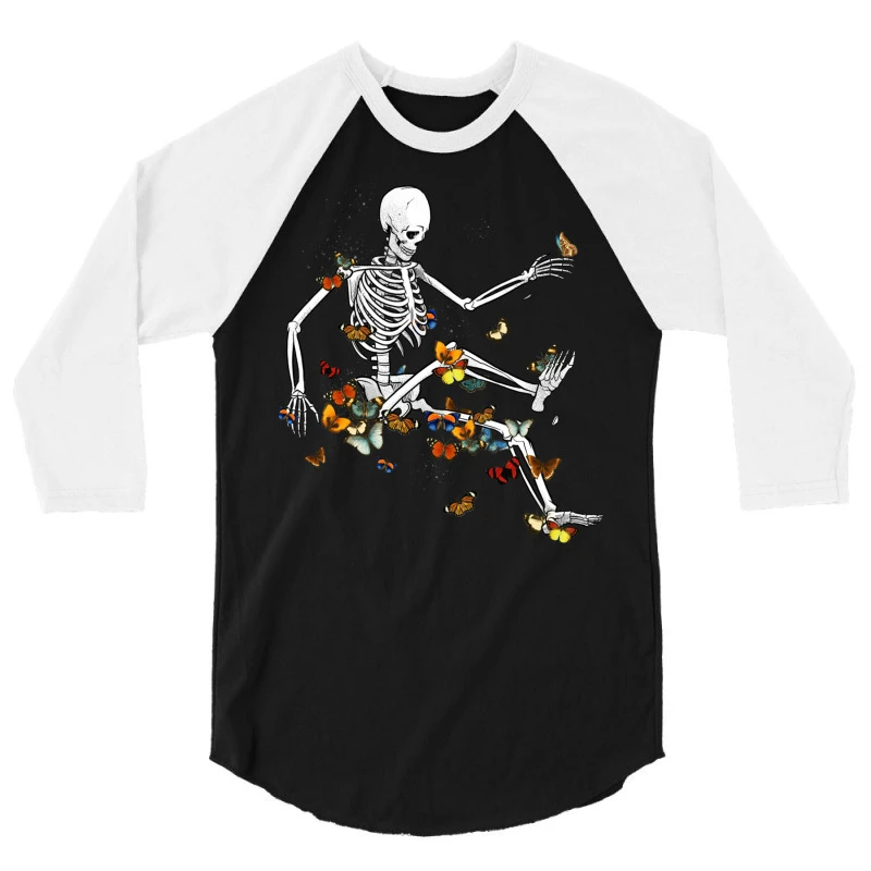Skeleton Flowting On Space Butterflies 3/4 Sleeve Shirt 5 Skeleton Flowting On Space Butterflies 3/4 Sleeve Shirt - Image 3