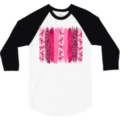 Breast Cancer Brushstrokes 3/4 Sleeve Shirt -Rugged Roots Store pd.2526974969.33.25100711.s3.1 front white and black ffffff none x0y0 150 800x800 1