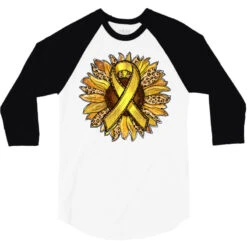 Child Cancer Awareness Sunflower 3/4 Sleeve Shirt -Rugged Roots Store pd.2526977668.33.25100740.s3.1 front white and black ffffff none x0y0 150 800x800 1