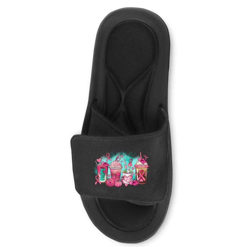 Breast Cancer Coffee Cups Slide Sandal 4 Breast Cancer Coffee Cups Slide Sandal - Image 2