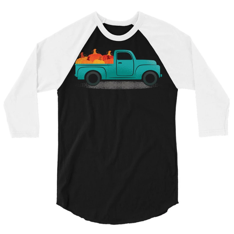 Vintage Pumpkin Truck Fall Funny Halloween Party G 3/4 Sleeve Shirt 5 Vintage Pumpkin Truck Fall Funny Halloween Party G 3/4 Sleeve Shirt - Image 3