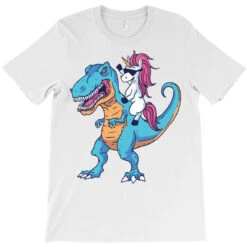 Unicorn Riding T Rex Dinosaur Boys Girls Kids T-Shirt -Rugged Roots Store pd.2527013495.24.25089414.s3.1 front white ffffff none x0y0 180 800x800 1