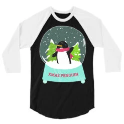Snow Globe Penguin Christmas Tree Believe Xmas Gif 3/4 Sleeve Shirt -Rugged Roots Store pd.2527022025.33.25094025.s3.1 front black and white ffffff none x0y0 150 800x800 1