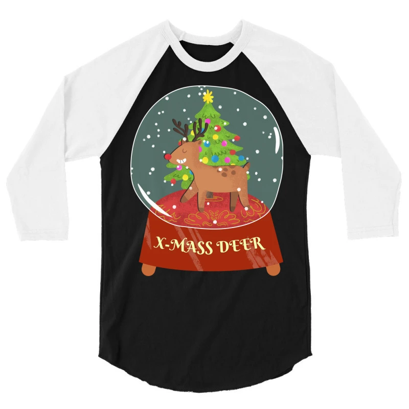 Snow Globe Reindeer Christmas Tree Believe Rudolph 3/4 Sleeve Shirt 4 Snow Globe Reindeer Christmas Tree Believe Rudolph 3/4 Sleeve Shirt - Image 3