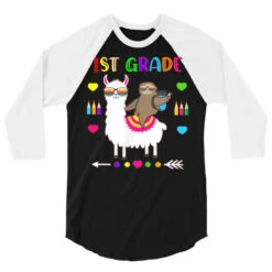 Sloth Llama 1st Grade Squad Teacher Student Back T 3/4 Sleeve Shirt -Rugged Roots Store pd.2527023555.33.25094054.s3.1 front black and white ffffff none x0y0 150 800x800 1