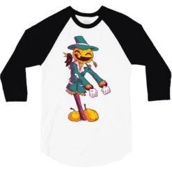 Scarecrow Flossing Pumpkin Funny Halloween Floss D 3/4 Sleeve Shirt -Rugged Roots Store pd.2527025202.33.25095600.s3.1 front white and black ffffff none x19.5y0 111 800x800 1