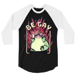 Be Gay Do Crime Flaming Frog, Be Gay Do Crime, Be 3/4 Sleeve Shirt -Rugged Roots Store pd.2527041035.33.25101952.s3.1 front black and white ffffff none x0y0 150 800x800 1