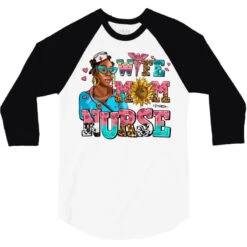 Afro Wife Mom Nurse 3/4 Sleeve Shirt -Rugged Roots Store pd.2527043209.33.25097007.s3.1 front white and black ffffff none x0y0 150 800x800 1