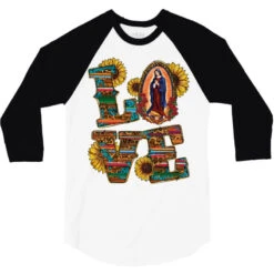Sunflower Love Lady Of Guadalupe 3/4 Sleeve Shirt 9 Sunflower Love Lady Of Guadalupe 3/4 Sleeve Shirt -Rugged Roots Store pd.2527111729.33.25102508.s3.1 front white and black ffffff none x0y0 150 800x800 1
