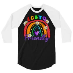 Lgbtq Friendly 3/4 Sleeve Shirt 9 Lgbtq Friendly 3/4 Sleeve Shirt -Rugged Roots Store pd.2527114545.33.25102521.s3.1 front black and white ffffff none x0y0 150 800x800 1