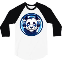 Panda Blue Headphones 3/4 Sleeve Shirt -Rugged Roots Store pd.2527122688.33.25102571.s3.1 front white and black ffffff none x0y0 150 800x800 1