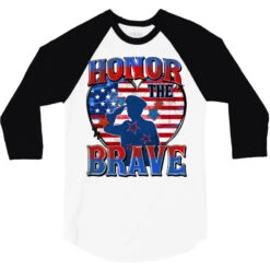 Honor The Brave 3/4 Sleeve Shirt -Rugged Roots Store pd.2527124978.33.25102420.s3.1 front white and black ffffff none x0y0 150 800x800 1