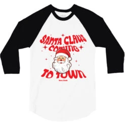 Santa Claus Coming To Town 3/4 Sleeve Shirt -Rugged Roots Store pd.2527137325.33.25102692.s3.1 front white and black ffffff none x0y23 150 800x800 1
