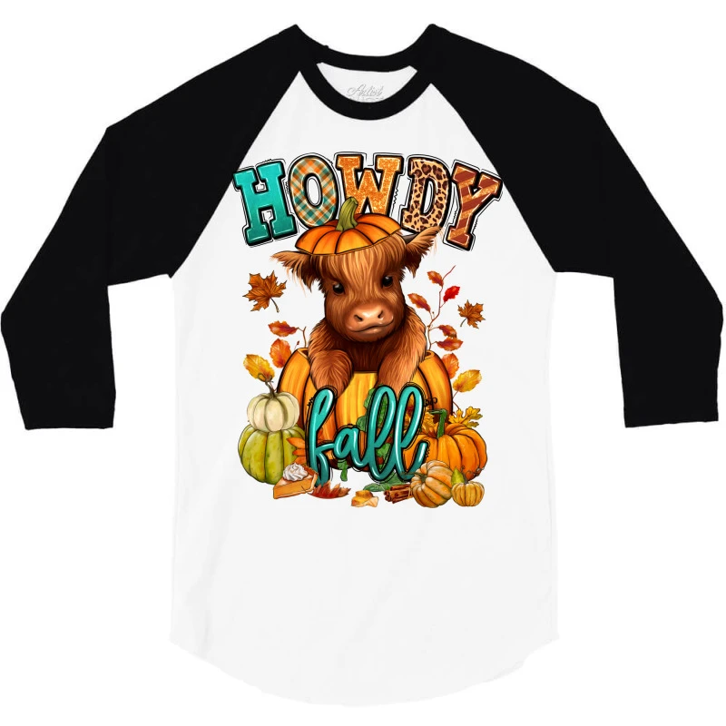 Hay There Fall Pumpkin Heifer 3/4 Sleeve Shirt 5 Hay There Fall Pumpkin Heifer 3/4 Sleeve Shirt - Image 3