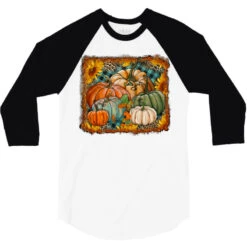 Fall Pumpkins Distressed Background 3/4 Sleeve Shirt -Rugged Roots Store pd.2527150781.33.25102865.s3.1 front white and black ffffff none x0y0 150 800x800 1