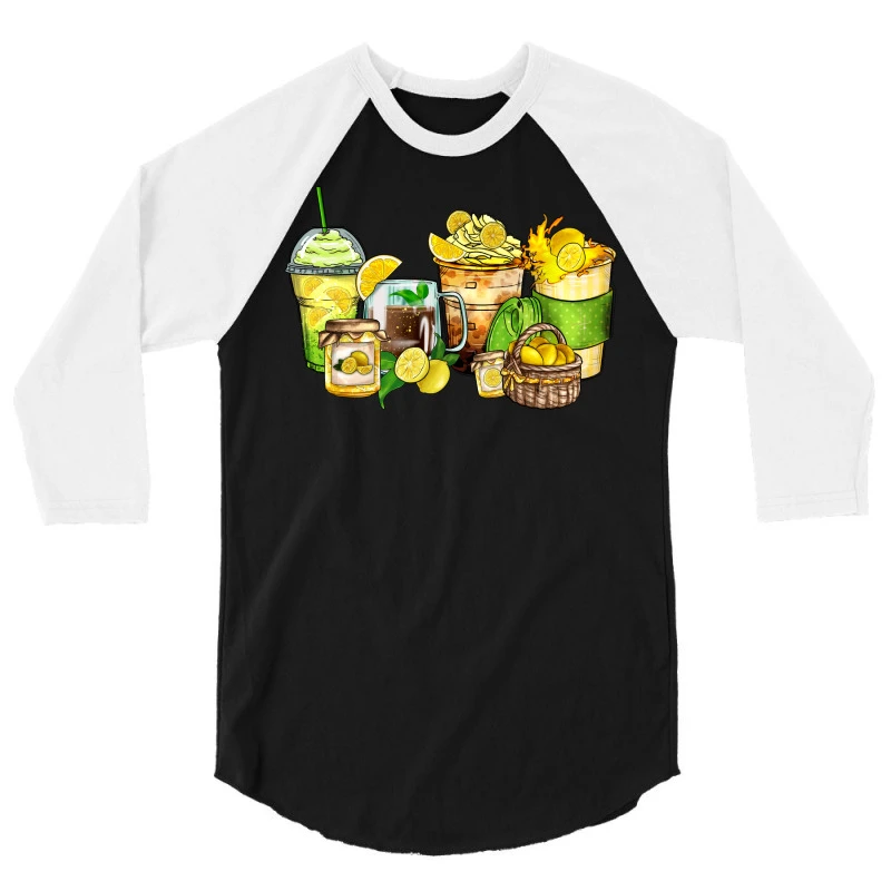 Lemon Farm Fresh Coffee Cups 3/4 Sleeve Shirt 5 Lemon Farm Fresh Coffee Cups 3/4 Sleeve Shirt - Image 3