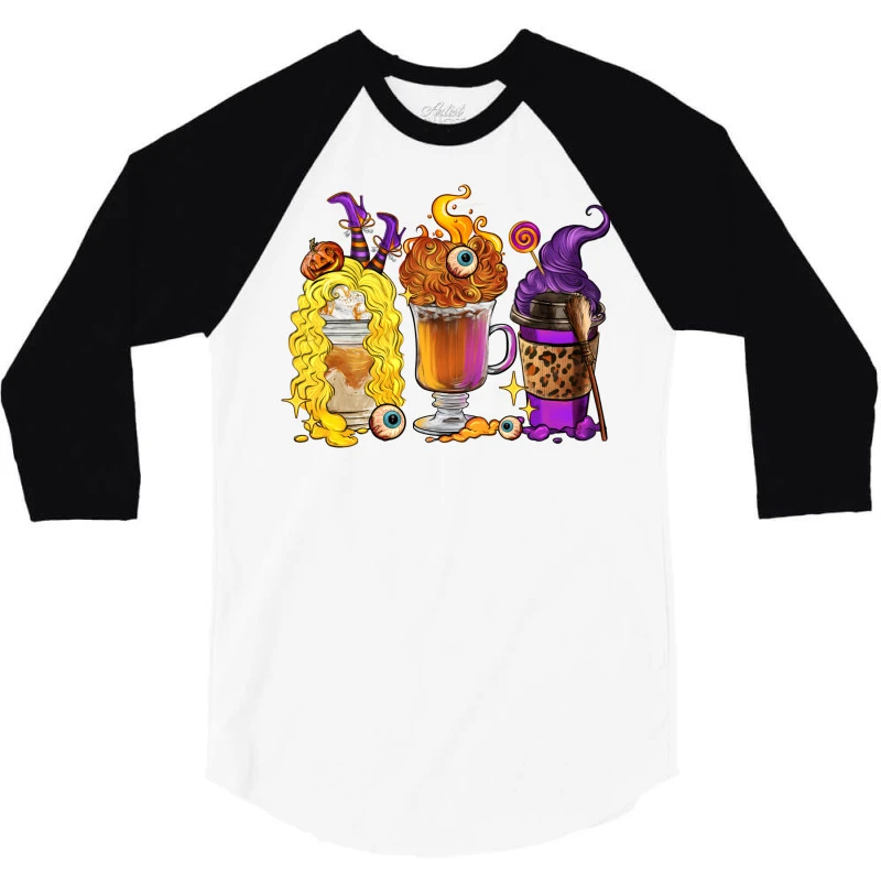 Halloween Hocus Pocus Coffee Cups 3/4 Sleeve Shirt 5 Halloween Hocus Pocus Coffee Cups 3/4 Sleeve Shirt - Image 3