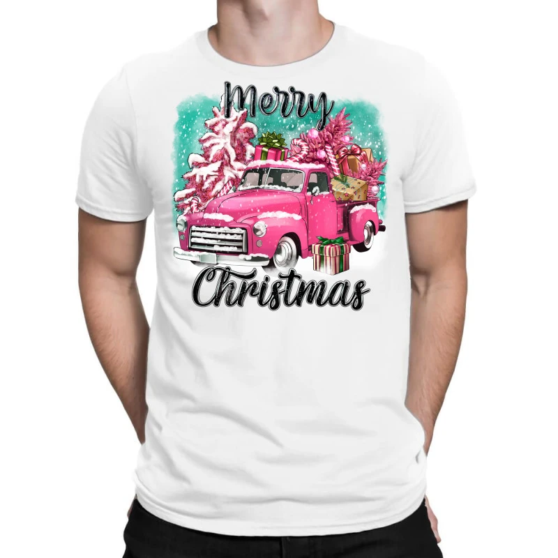 Pink Merry Christmas Truck T-Shirt 3 Pink Merry Christmas Truck T-Shirt