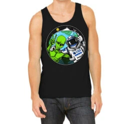 Space Astronaut Alien Peace Sign Tank Top