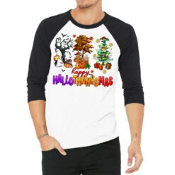 Happy Hallothanksmas Trees 3/4 Sleeve Shirt