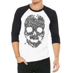 Panda Skull Blue 3/4 Sleeve Shirt
