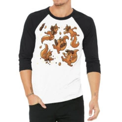 Peanut Cute Squirrels 3/4 Sleeve Shirt