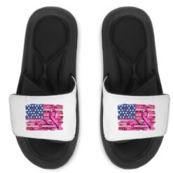 American Flag And Cancer Ribbon Pattern Slide Sandal