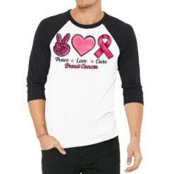 Peace Love Cure Cancer 3/4 Sleeve Shirt