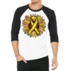 Child Cancer Awareness Sunflower 3/4 Sleeve Shirt -Rugged Roots Store pmd.2526977668.33.25100740.s3.1 front white and black2 ffffff none x0y0 150 800x800 1
