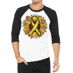 Child Cancer Awareness Sunflower 3/4 Sleeve Shirt