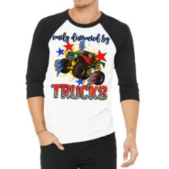Easily Distracted By Trucks 3/4 Sleeve Shirt