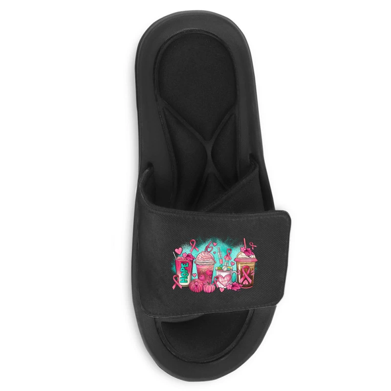 Breast Cancer Coffee Cups Slide Sandal 5 Breast Cancer Coffee Cups Slide Sandal - Image 3