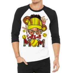 Softball Mom Messy Bun 3/4 Sleeve Shirt