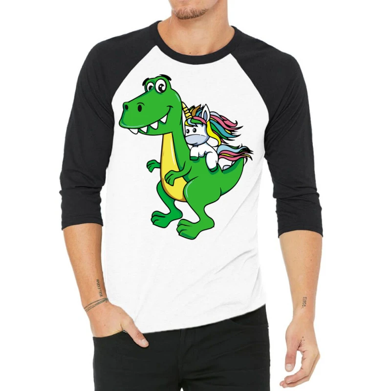 Unicorn Riding T Rex Dinosaur Boys Girls Kids (2) 3/4 Sleeve Shirt 3 Unicorn Riding T Rex Dinosaur Boys Girls Kids (2) 3/4 Sleeve Shirt
