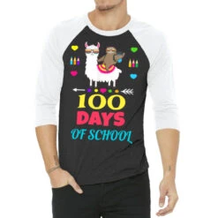 Sloth Llama 100 Day Of School For Teacher Student 3/4 Sleeve Shirt