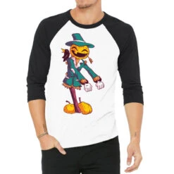 Scarecrow Flossing Pumpkin Funny Halloween Floss D 3/4 Sleeve Shirt