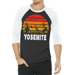 Retro Vintage Yosemite National Park California Ca 3/4 Sleeve Shirt