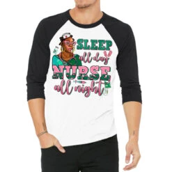Afro Nurse Sleep All Day Nurse All Night 3/4 Sleeve Shirt